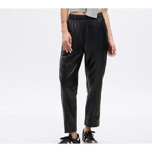 GAP Faux Leather Pants Women M Tall 10 NEW Black Vegan Pull On High-Rise Moto